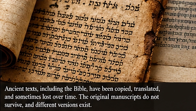 Ancient biblical manuscripts showing handwritten religious texts