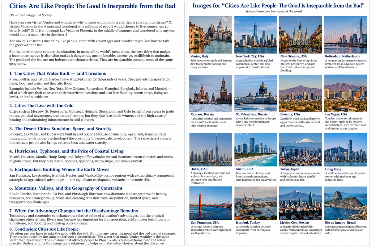 Infographic comparing global cities and the environmental challenges shaping them